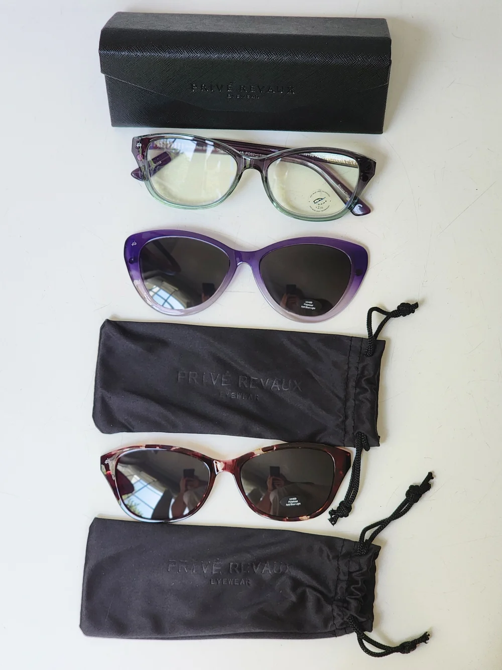 PRIVE REVAUX Women's Prescription Glasses With Gradient Cat-Eye Sunglasses